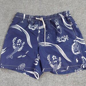 Polo Ralph Lauren Swim Shorts Large Blue Mermaid Diver Lined